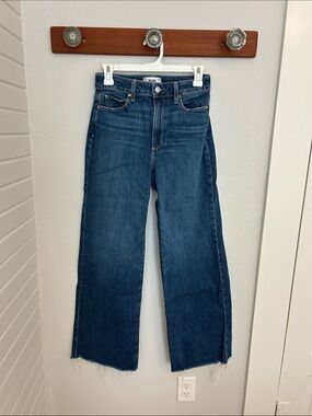 PAIGE Indigo Wide-Leg Raw-Hem Jeans